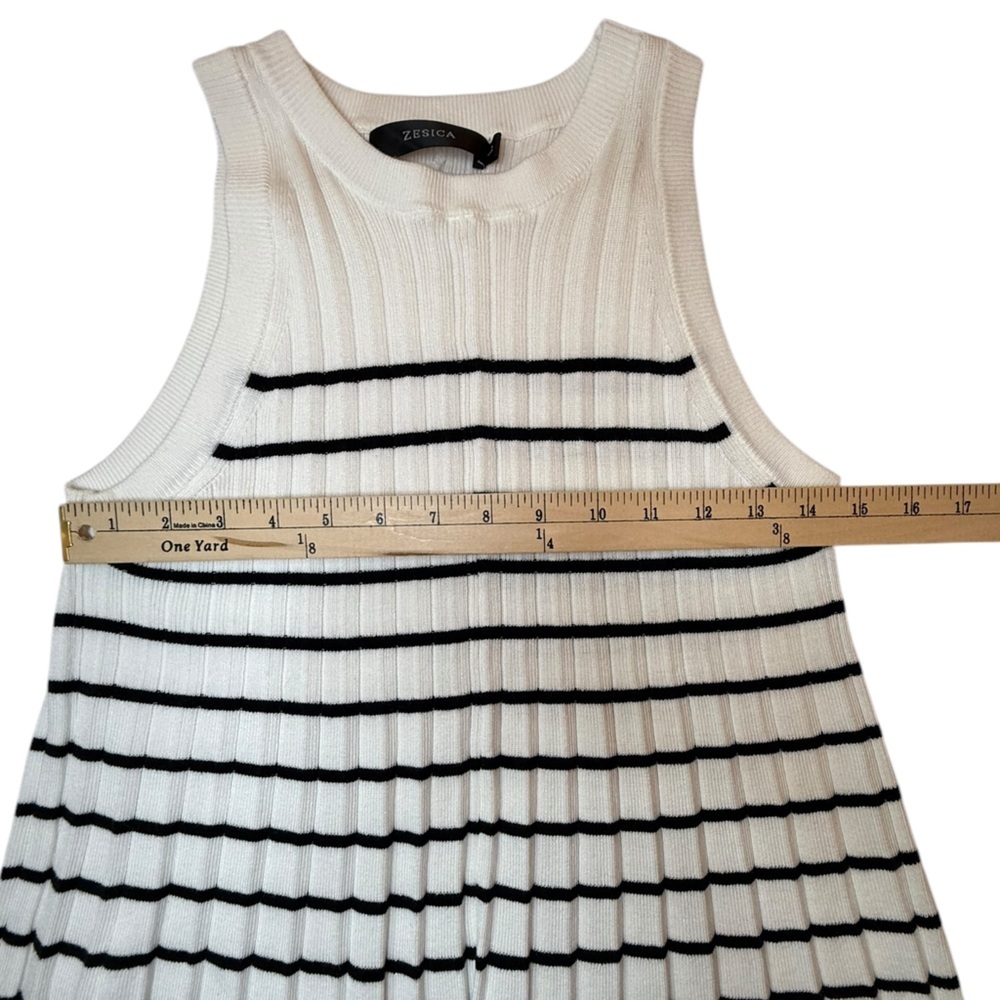 Zesica Sleeveless Crew Neck Pleated Stretchy Sweater Nautical Stripes Dress Sz L - Picture 7 of 8